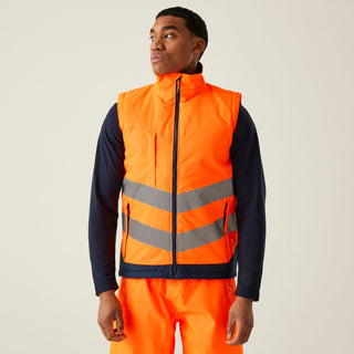 Men's Hi-Vis Pro Insulated Reflective Bodywarmer | Orange Navy