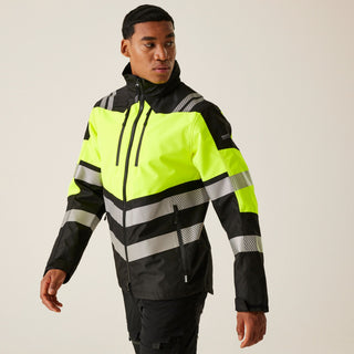 HI-VIS X-PRO Waterproof Shell Jacket - Class 2 | Black Yellow