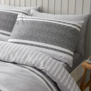 Catherine Lansfield Textured Banded Stripe Duvet Charcoal