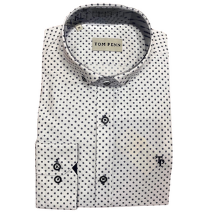 Tom Penn Long Sleeve Shirt Print White Navy