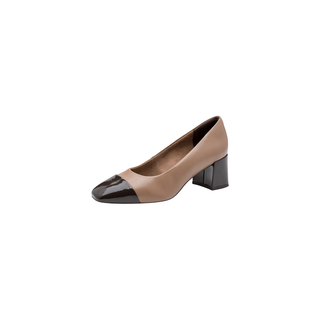 Round Court Block Heel Shoe | Dark Cappuccino