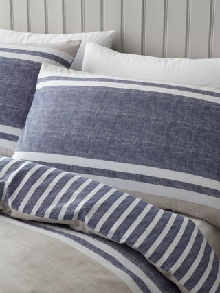 Catherine Lansfield Textured Banded Stripe Duvet Cover Blue