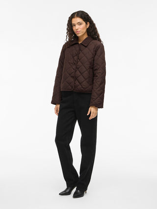 Quila Long Sleeve Corduroy Quilted Short Jacket | Coffee Bean
