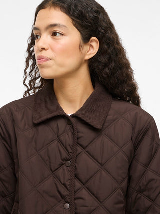 Quila Long Sleeve Corduroy Quilted Short Jacket | Coffee Bean