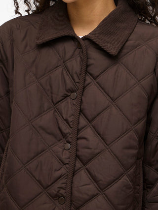 Quila Long Sleeve Corduroy Quilted Short Jacket | Coffee Bean