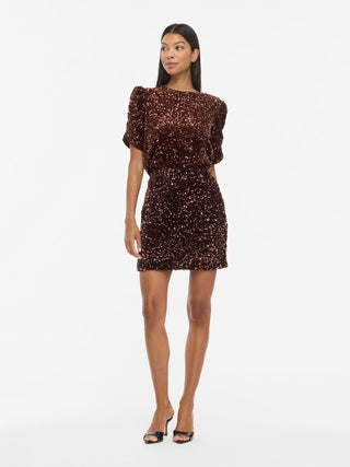 Believe Round Neck Puff Sequins Top | Coffee Bean