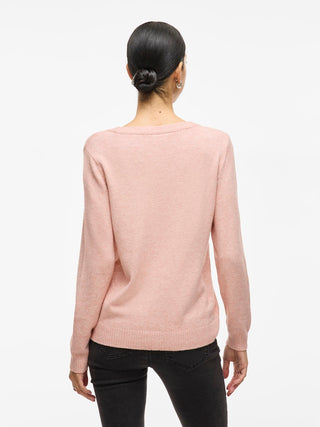 Viril Round Neck Long Sleeve Top | Misty Rose