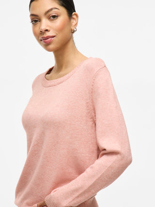 Viril Round Neck Long Sleeve Top | Misty Rose