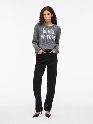Melie O Neck Knit | Medium Grey Melange