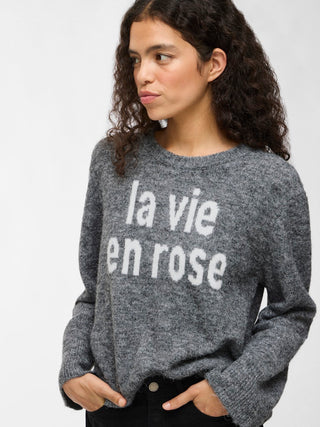 Melie O Neck Knit | Medium Grey Melange