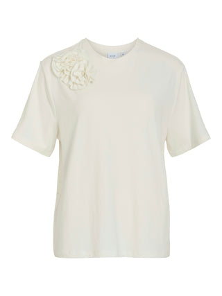 Noria Flouce Round Neck Top  | Snow White