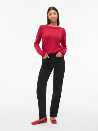 Viril Round Neck Long Sleeve Top | Jester Red