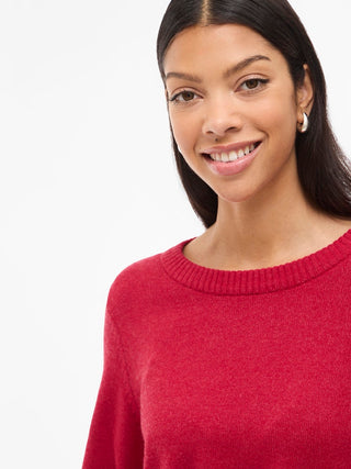 Viril Round Neck Long Sleeve Top | Jester Red