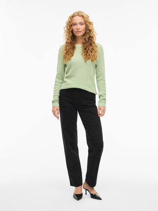 Dalo Round Neck Long Sleeve Knit Top | Smoke Green