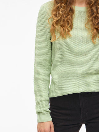 Dalo Round Neck Long Sleeve Knit Top | Smoke Green