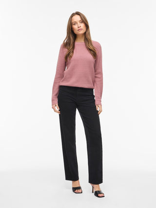 Vidalo Round Neck Long Sleeve Knit Top | Nostalgia Rose