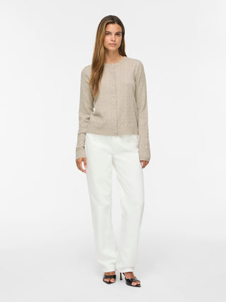Kerry Cable Long Sleeve Knit Cardigan | Natural Melange