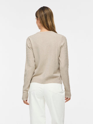 Kerry Cable Long Sleeve Knit Cardigan | Natural Melange