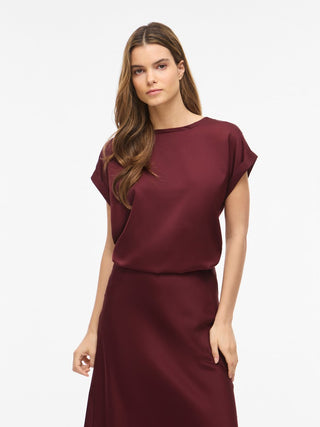 Viellette Short Sleeve Satin Top | Port Royale