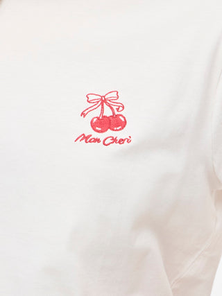 Sybilla Bisou Round Neck Short Sleeve Tee | Snow White Red Cherry