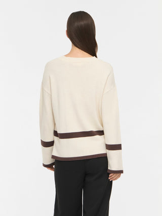 Viril Round Neck Oversized Long Sleeve Knit | Super Light Natural Melange Coffee Bean