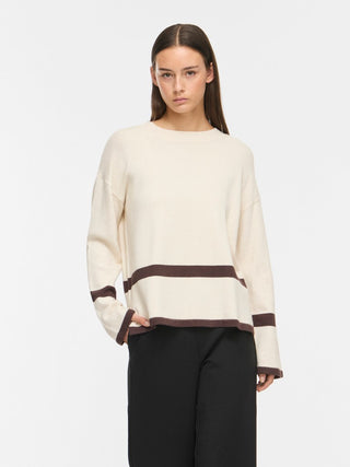 Viril Round Neck Oversized Long Sleeve Knit | Super Light Natural Melange Coffee Bean