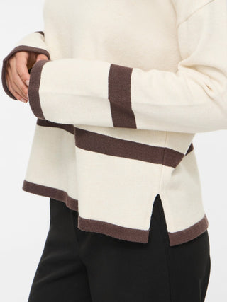 Viril Round Neck Oversized Long Sleeve Knit | Super Light Natural Melange Coffee Bean