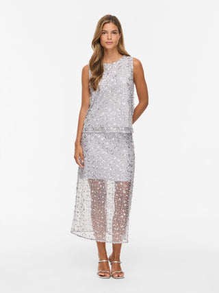 Glita Round Neck Sleeveless Top | Silver