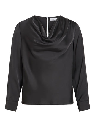 Freja Waterfall Long Sleeve Top | Black Beauty