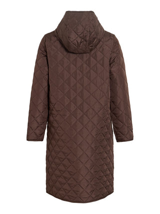 Tate Long Sleeve Hooded Long Coat | Coffee Bean