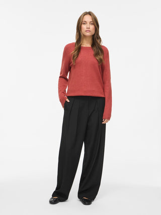 Viril Round Neck Long Sleeve Top | Marsala