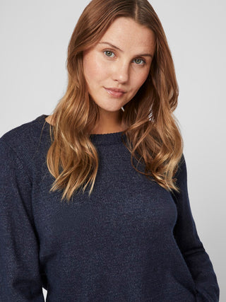 Viril Round Neck Long Sleeve Knit Total Eclipse