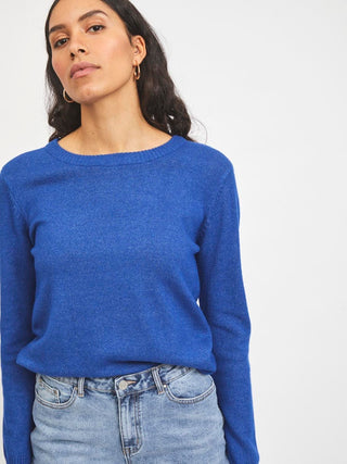 Viril Round Neck Long Sleeve Knit Mazarine Blue