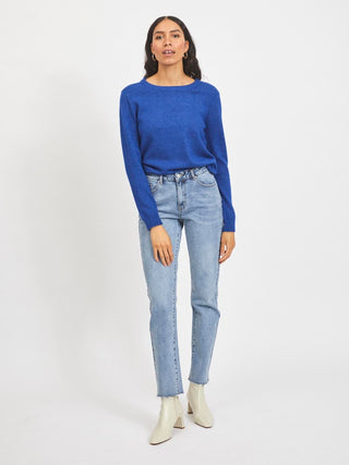 Viril Round Neck Long Sleeve Knit Mazarine Blue