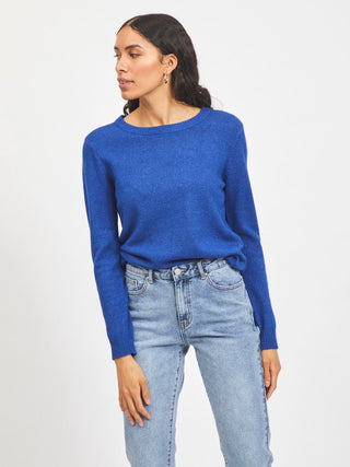 Viril Round Neck Long Sleeve Knit Mazarine Blue