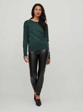 Viril Round Neck Long Sleeve Knit Green