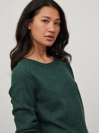 Viril Round Neck Long Sleeve Knit Green