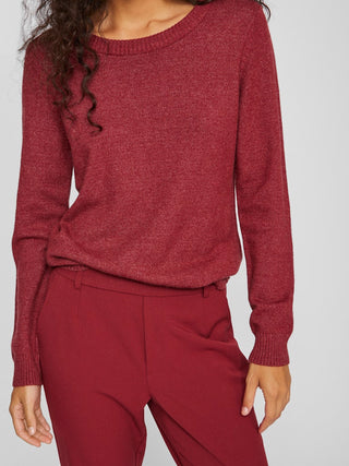 Viril Round Neck Long Sleeve Knit Cabernet