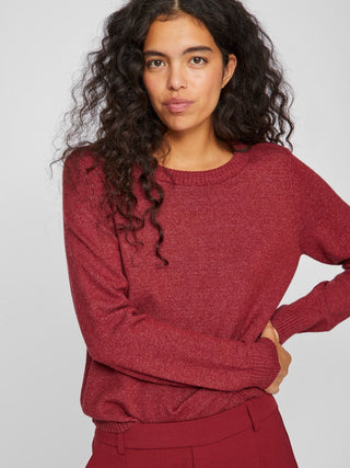 Viril Round Neck Long Sleeve Knit Cabernet