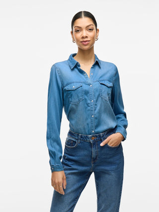 Bista Long Sleeve Shirt | Medium Blue Denim