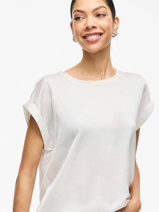 Ellette Short Sleeve Satin Top  | White