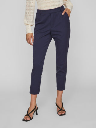 Varone High Waist Slim Trousers | Navy