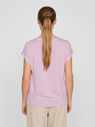 Ellette Short Sleeve Satin Top | Winsome Orchid