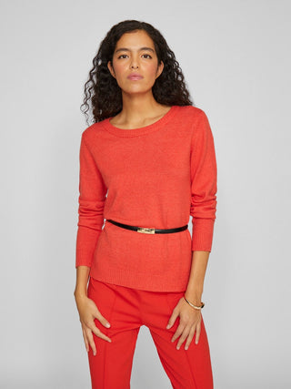 Viril Round Neck Long Sleeve Knit | Aurora Red
