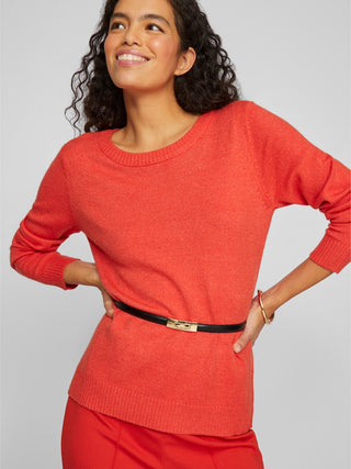 Viril Round Neck Long Sleeve Knit | Aurora Red