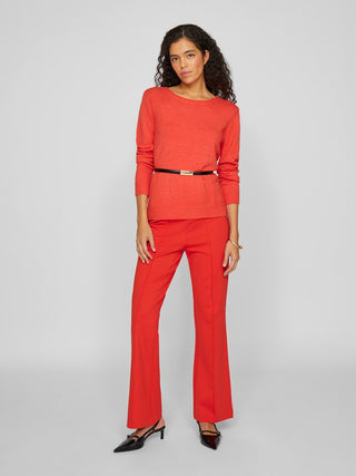 Viril Round Neck Long Sleeve Knit | Aurora Red