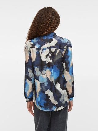 Ellette Satin Long Sleeve Blouse | Navy Blazer