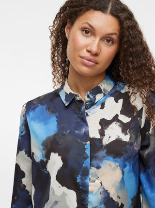 Ellette Satin Long Sleeve Blouse | Navy Blazer