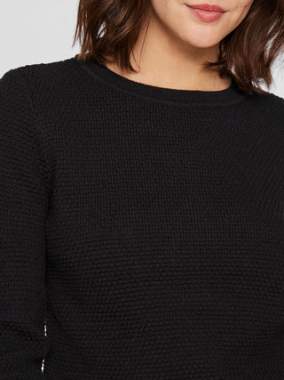 Vidalo Round Neck Long Sleeve Knit Top | Black
