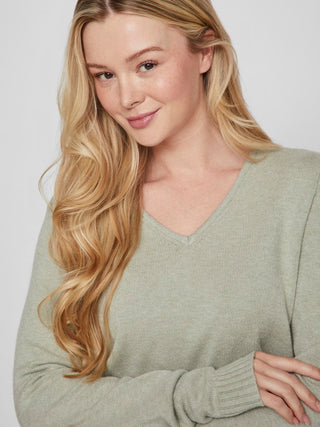 Viril V Neck Long Sleeve Top | Oil Green